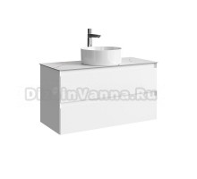 Тумба с раковиной Aqwella 5 stars Geometria 100 2 ящика, белая, столешница мрамор белый