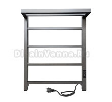 Полотенцесушитель электрический Indigo Forma LEF60-50GFMRt 60x55 см, подключение справа, слева, скрытое подключение справа, graphite metallic, лесенка, из стали, с полкой