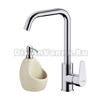 Комплект Смеситель Wasserkraft Alz 28807 + Дозатор K-8099 с емкостью для губки P