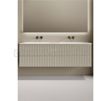 Тумба с раковиной Sancos Snob R 80 beige soft, 2 шт, раковина Ceramicanova Grace с двумя чашами без отверстий под смеситель,CN7023wx