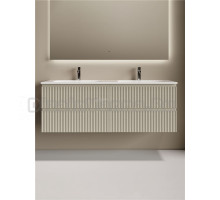 Тумба с раковиной Sancos Snob R 70 beige soft, 2 шт, раковина Ceramicanova Grace с двумя чашами и отверстиями под смеситель CN7022