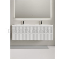 Тумба с раковиной Sancos Snob R 70 bianco, 2 шт, раковина Ceramicanova Grace с двумя чашами и отверстиями под смеситель CN7022