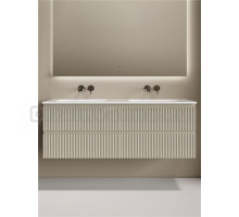 Тумба с раковиной Sancos Snob R 70 beige soft, 2 шт, раковина Ceramicanova Grace с двумя чашами, без отверстий под смеситель, CN7022wx