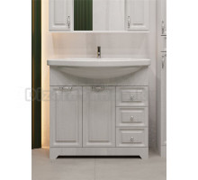 Тумба с раковиной Stella Polar Кармела 90 Люкс белое серебро