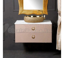 Тумба с раковиной Armadi Art NeoArt 80 капучино, столешница, с ручками Drop золото