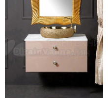 Тумба с раковиной Armadi Art NeoArt 80 капучино, столешница, с ручками Flora золото