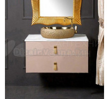 Тумба с раковиной Armadi Art NeoArt 80 капучино, столешница, с ручками Glaze золото