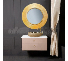 Мебель для ванной комнаты Armadi Art NeoArt 80 капучино с ручками Moon золото, столешница, зеркало Shine