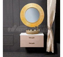 Мебель для ванной комнаты Armadi Art NeoArt 80 капучино с ручками Wave золото, столешница, зеркало Shine