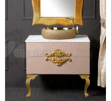 Тумба с раковиной Armadi Art NeoArt 80 капучино, столешница, с ручками NeoArt золото, с ножками