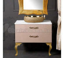 Тумба с раковиной Armadi Art NeoArt 80 капучино, столешница, с ручками Wave золото, с ножками