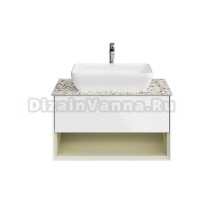 Тумба под раковину без столешницы KERAMA MARAZZI Plaza Modern 80 подвесная, с подсветкой, матовая белая, шалфей