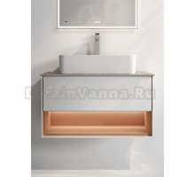 Тумба с раковиной KERAMA MARAZZI Plaza Modern 80 подвесная, с подсветкой, матовая белая, сахара