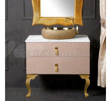 Тумба с раковиной Armadi Art NeoArt 80 капучино, столешница, с ручками Glaze золото, с ножками