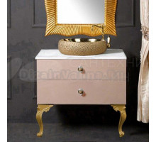 Тумба с раковиной Armadi Art NeoArt 80 капучино, столешница, с ручками Flora золото, с ножками
