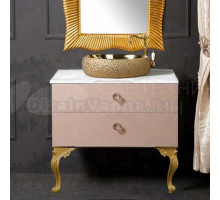 Тумба с раковиной Armadi Art NeoArt 80 капучино, столешница, с ручками Crystal золото, с ножками