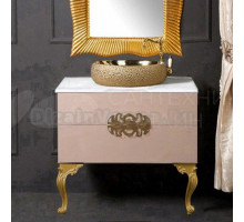 Тумба с раковиной Armadi Art NeoArt 80 капучино, столешница, с ручками Ajur золото, с ножками