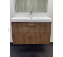 Тумба с раковиной Comforty Ангара 90П подвесная, темно-коричневый дуб