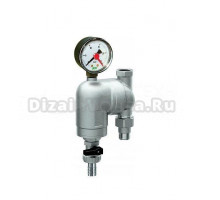 Сетчатый фильтр FAR FA 39A6 12 1/2" ВРx1/2" НР, промывной, латунь, 1 манометр, 300 мкм