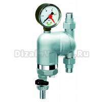 Сетчатый фильтр FAR FA 39M4 12 1/2" НРx1/2" НР, промывной, латунь, 1 манометр, 300 мкм