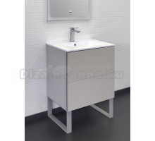 Тумба с раковиной Comforty Бильбао 60Н напольная, серый шелк