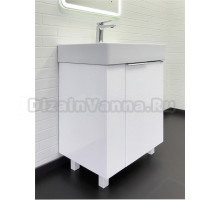 Тумба с раковиной Comforty Асти 60Н напольная, белый глянец