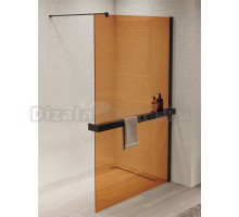 Душевая перегородка Vincea Walk-in HR VSW-1HR900GSB 90 см, профиль матовый черный, стекло янтарь