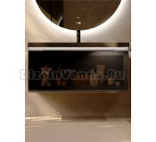 Тумба под раковину без столешницы Jorno Notte 100 подвесная, с подсветкой, антрацит