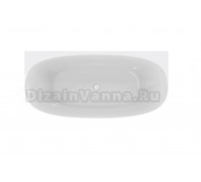 Акриловая ванна Cezares Lux CZR-LUX-WALL-170-80-58 170x80 см, пристенная, белая, овальная, вклеенная каркас, фурнитура белая