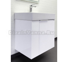 Тумба с раковиной Comforty Асти 60П подвесная, белый глянец