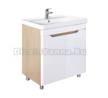 Тумба с раковиной Comforty Печора 70Н напольная, матовая белая, светлый дуб