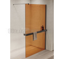 Душевая перегородка Vincea Walk-in HR VSW-1HR900GSGM 90 см, профиль вороненая сталь, стекло янтарь