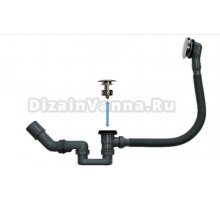 Слив-перелив для ванны ALBA SPA САЕ100100 50 мм, клик-клак, серый, с сифоном