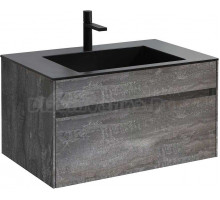 Тумба с раковиной Vincea Chiara 80 камень, раковина черная