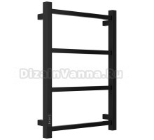 Полотенцесушитель электрический Стилье Формат 26 31527-6040 60x45 см, подключение слева, скрытое подключение слева, матовый черный, лесенка
