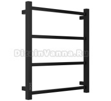 Полотенцесушитель электрический Стилье Формат 26 31527-6050 60x55 см, подключение слева, скрытое подключение слева, матовый черный, лесенка
