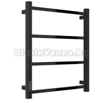 Полотенцесушитель электрический Стилье Формат 26 17527-6050 60x55 см, подключение слева, скрытое подключение слева, глянцевый черный, лесенка