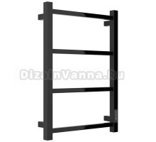 Полотенцесушитель электрический Стилье Формат 26 17526-6040 60x45 см, подключение справа, скрытое подключение справа, глянцевый черный, лесенка