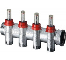 Коллектор FAR FK 3970 C104 1" НР x 1" ВР, 4 выхода, с расходомерами