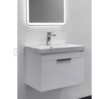 Тумба с раковиной Comforty Кама 60П подвесная, белый глянец