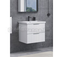 Тумба с раковиной Comforty Лима 60П2 подвесная, 2 ящика, матовая белая