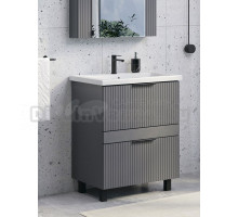 Тумба с раковиной Comforty Лима 70Н2 напольная, 2 ящика, антрацит