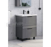 Тумба с раковиной Comforty Лима 60Н2 напольная, 2 ящика, антрацит