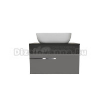 Тумба с раковиной Runo Вудлайн 65 темно-серая, серая, раковина Cuatro 50