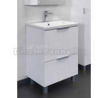 Тумба с раковиной Comforty Лима 60Н2 напольная, 2 ящика, матовая белая