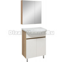 Мебель для ванной комнаты Runo Лада 60 напольная, блэквуд, белая