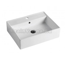 Накладная раковина Alcora Barro 57 229-576470 глянцевая белая, прямоугольная, с 1 отверстием под смеситель