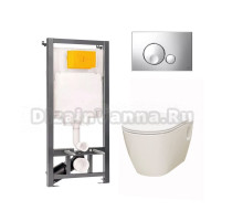Комплект 4 в 1 Sanita luxe Set.SL.Art.RML.SLM.DM/OLI.SM.CH.G.R2 Унитаз подвесной Art RML SLM с сиденьем микролифт + Инсталляция OLI с кнопкой глянцевый хром