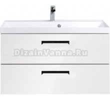 Тумба с раковиной BelBagno Aurora 90 bianco lucido, ручки матовые черные