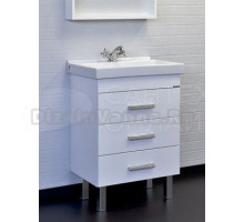 Тумба с раковиной Comforty Никосия 60Н напольная, белый глянец